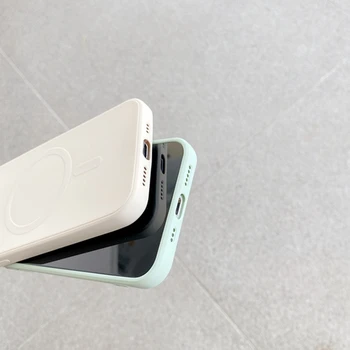 Luksuslik Matt Magnetic Vedelik Silikoonist Case for iPhone 12 ProMax Nähtamatu Kaitsva Laadija, Juhtmeta Laadija iPhone 12mini