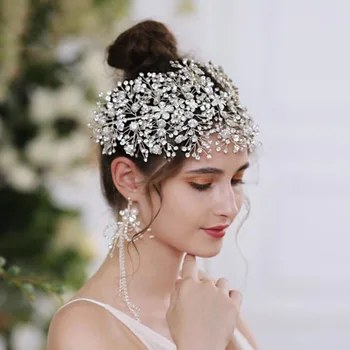 Luksuslik Pulm Crown Peapael Fashion Pulm Pärg Tsirkooniumoksiid Pulm Headpiece Juuste Aksessuaarid, Naised Pehme Headpiece