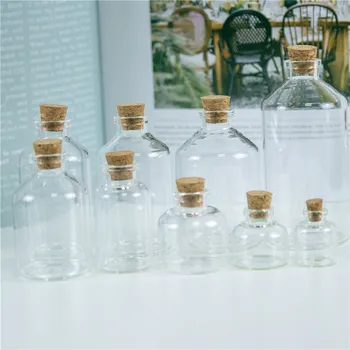 Läbipaistev Klaas Kork Pott Tühi Säilitamise, kes Soovivad Pudelid Dekoratiivsed DIY Klaasjate Ehted Purgid 12tk Korduvkasutatavad Pakendid Viaali