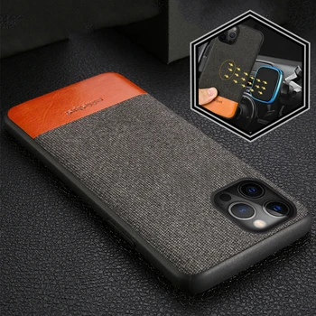Lõuend + Leather Phone Case for iPhone 12 Pro Max 12 Mini 11 Pro Max X-XR, XS Max 5 6S 6 7 8 Plus SE 2020 Magnet 360 Täielik Kate