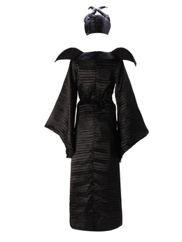 M-XL Pluss Suurus Halloween Maleficent Cosplay Kostüümid Naine Jube Õudus Riiete Komplekt Sarved Must Kuninganna Nõid Riided