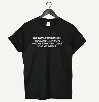 Maailmas on suuremaid probleeme kui poisid Naiste tshirt Puuvillane Vabaaja Naljakas t-särk Lady Yong Tüdruk Top Tee Drop Laev S-492