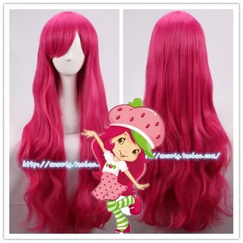 Maasika Shortcake Naiste cosplay parukas Mari Bitty Seiklus pikk roosa lainelised juuksed parukas kostüümid