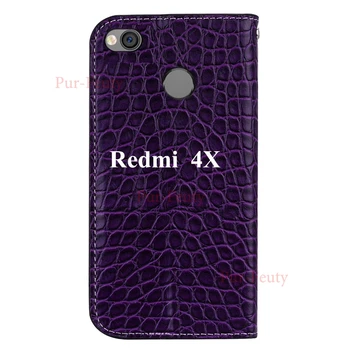 Magnet Klapp puhul Xiaomi Redmi 4X 4 X Redmi4X Glitter Bling Dermatoglyph Telefon Nahast Kate Xiaomi Redmi X4 Punane mi 4X
