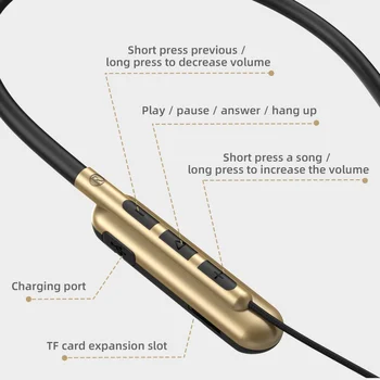 Magnet Traadita Bluetooth-5.0 Kõrvaklapid Veekindel Peakomplekt Stereo Kaelus Sport Gaming Kõrvaklapid Earbuds Toeta TF Kaart