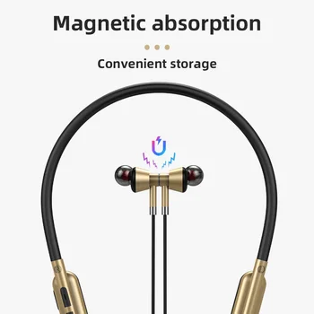 Magnet Traadita Bluetooth-5.0 Kõrvaklapid Veekindel Peakomplekt Stereo Kaelus Sport Gaming Kõrvaklapid Earbuds Toeta TF Kaart