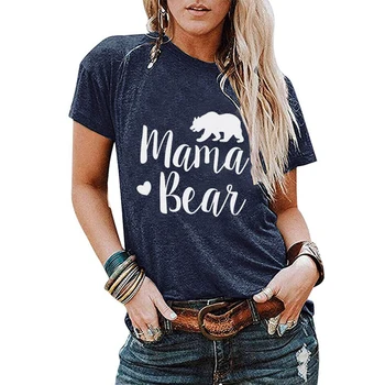 Mama Bear Lühikesed Varrukad Naiste T-särk Tumblr Graafiline Armas Ema Tops Tee Daamidele T-Särgid 2021 Suvel Uued Vabaaja Lahti Tee Femme
