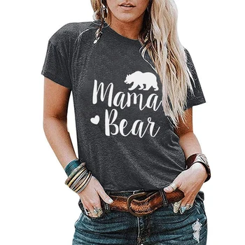 Mama Bear Lühikesed Varrukad Naiste T-särk Tumblr Graafiline Armas Ema Tops Tee Daamidele T-Särgid 2021 Suvel Uued Vabaaja Lahti Tee Femme