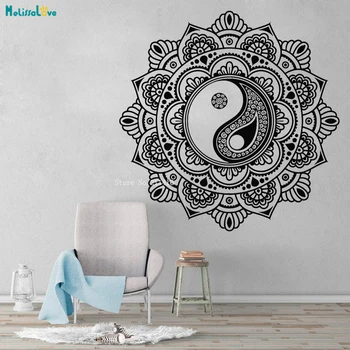 Mandala Ringi Lilleline Ornament, Seina Kleebised Yin-Yang Zen Meditatsioon Home Decor elutuba Studio Art Vinyl Kleebised YT4192