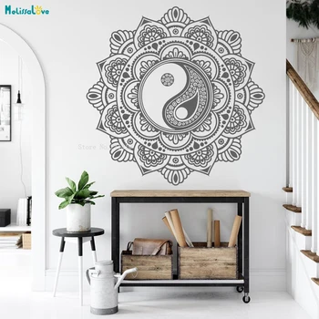 Mandala Ringi Lilleline Ornament, Seina Kleebised Yin-Yang Zen Meditatsioon Home Decor elutuba Studio Art Vinyl Kleebised YT4192