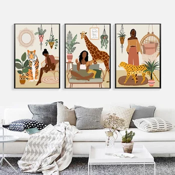 Maroko Lõvi, Leopard, Tiiger Kaelkirjak Džungel Põhjamaade Plakatid Ja Pildid Seina Art Lõuend Maali Seina Pildid Elutuba Decor
