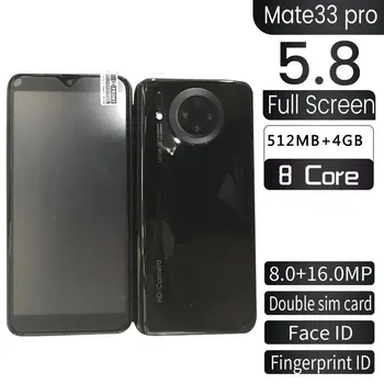 Mate33 Pro Nutitelefoni koos 512M+4GGB Suur Mälu 5.8 Tolline Ekraan Toetab Nägu/Fingerprint Avada Dual SIM Mobiiltelefonid