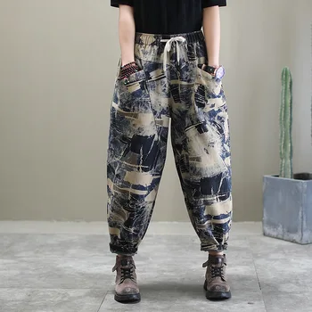 Max LuLu 2020. Aasta Kevadel Korea Fashion Style Daamid Trükitud Lahti Teksad Naiste Vintage Haaremi Püksid Elastne Denim Püksid Pluss Suurus