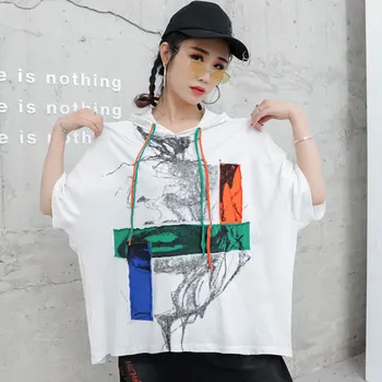Max LuLu Korea Disainer Suvel Tops Naiste Segast Punk Stiilis Tees Daamid Kapuutsiga Trükitud Tshirts Naine Liiga Riided