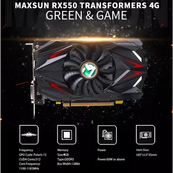 MAXSUN Täielikult Uus AMD Radeon RX 550 Trafod 4G GDDR5 14nm Arvuti PC Gaming Video DP+DVI 128Bit Graafika Kaardi GPU