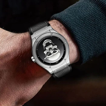 Meeste 3D Kolju kellad LIGE Uus Mood Top Brändi Luksus Veekindel Silikoon Mehi Vaadata Quartz Watch Loominguline Mehed Relogio Masculino