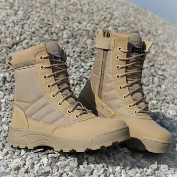 Meeste Kõrb Taktikaline Sõjaväe Saapad Mens Tee Safty Kingad SWAT Armee Boot Zapatos Pahkluu Pits-up Võidelda Saapad 2021 Uus
