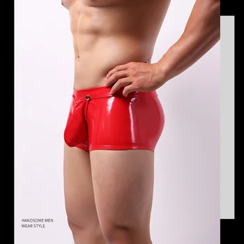 Meeste Pesu Nahk Bodysuit Aluspüksid gay poksijad Seksikas Avatud Pesu Etapp U Kumer Kott punane Aluspesu Püksid meeste Püksid