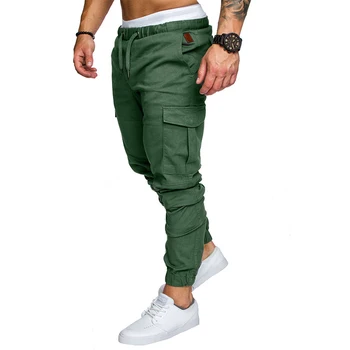 Meeste Püksid Tahke Vabaaja Sõjalise Elastne Vöökoht Streetwear meeste Riided joggers sweatpants ropa hombre Cargo Püksid
