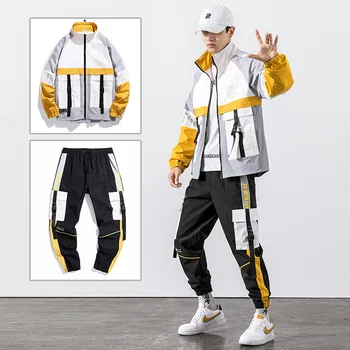 Meeste Streetwear Tracksuit Harajuku Joggers Sobiks Komplekti Mens Tracksuit Jope+Püksid 2PC Komplekti Kevad Sügis Jakid+ Pikad Püksid