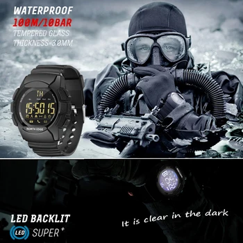Meeste Vaata Sõjaliste Water Resistant 100M PÕHJA-EDGE Sport Watch Armee Led Digitaalne Randme Stopwatches Mees IOS Android