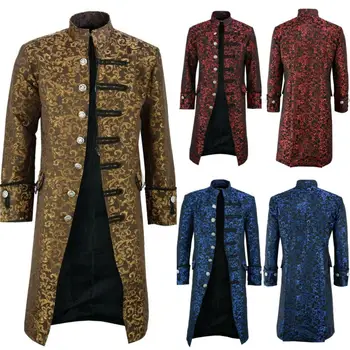 Meeste Victoria Edwardian Steampunk Trentš Frock Outwear Vintage Prints Overcoat Keskaja Renessansi Jope Cosplay Kostüüm