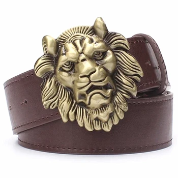 Meeste vöö kuld Lõvi peaga mees rihm mood Pu nahast vöö metallist pandla vabaaja püksid vöö suur golden lion king pea