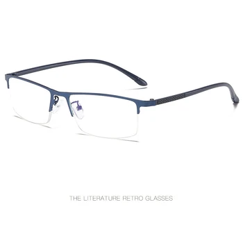 Meeste äri klassikaline ruudu prillid anti-sinine silmade kaitse metallist korter peegel pool raami isikupärastatud dekoratiivsed prillid.