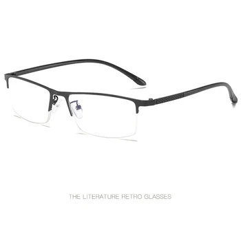 Meeste äri klassikaline ruudu prillid anti-sinine silmade kaitse metallist korter peegel pool raami isikupärastatud dekoratiivsed prillid.