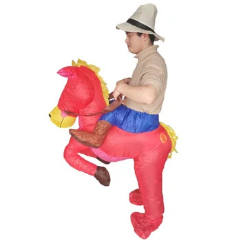 Mehed Naiste Täispuhutav Hobune Rider Kostüüm Täiskasvanutele Kauboi Halloweeni Karneval Cosplay Pool Fancy Kleit Sünnipäeva Õhkima Varustus