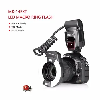 Meike MK-14EXT i-TTL Macro Ring Tuli Vilkuma Nikon D5600 D5200 D5100 D5000 D3200 D3100 D90 D600 D750 LED AF Assist Lamp