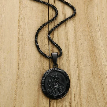 Mens Saint Christopher Kaelakee Roostevaba Terasest Kullatud Katoliku Patroon S Medal Ripats Ehted Reisija Medallion Kaelakee