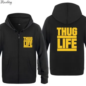 Mens Topp Thug Life Tupac 2PAC Hupparit Meeste Fliis Pikad Varrukad Lukuga Jakk, Mantel Dressipluus Hip-Hop Streetwear Tracksuit