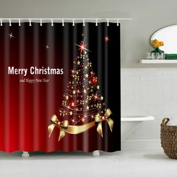 Merry Christmas Santa Claus Jõulud Põder, Hirv, Dušš Kardin Frabic Veekindel Polüester Vannituba, Dušš, Vann Kardin