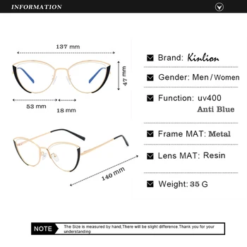 Metallist Naiste Anti Blue Cat Eye Prillid Raami Arvuti Vintage Selge, Naiste Prillid Prillid Sinine Valgus Blokeerimine Gafas 2020