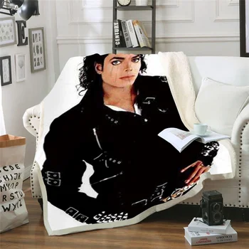 Michael Jackson 3D Trükitud Sherpa Diivanil Teki Tekk Katab Reisi-Voodipesu Outlet Samet -, Plüüš-Viska Fliis Tekk Bedspread 04