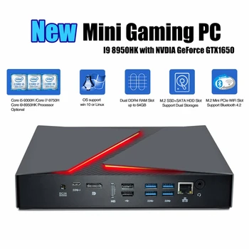 Mini Mäng PC Arvuti Intel i9 8950HK Gamer Computador 6 Core Windows 10 NVIDIA Graafika Kaart GTX1650 moedisain, Wifi, BT