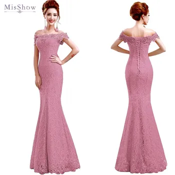 Misshow Merineitsi õhtukleit 2020 Roosa Pitsiline Pikkade Ametliku Kleit Elegantne Maha Õla Varrukateta Kleit de Iltamat