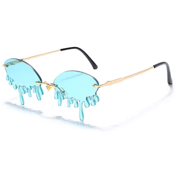Moe-Rimless Päikeseprillid Naistele Uus Vintage Unikaalne Pisarad Kuju Steampunk Päikeseprillid Naine Gafas Tooni UV400 Oculos Feminino