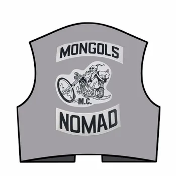 Mongolid MC Biker Plaastrid Tagasi Nomad Jalas Paik Vaba Rider Mootorratta Tikitud Kampsun Vest Pääsme Tagasi Suurus Raud