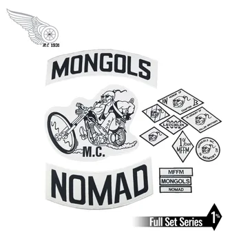 Mongolid MC Biker Plaastrid Tagasi Nomad Jalas Paik Vaba Rider Mootorratta Tikitud Kampsun Vest Pääsme Tagasi Suurus Raud