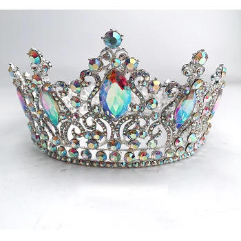 Mood AB värv Tiara Kroonid Crystal Kuninganna Printsess Diadem Pruudi Ring Crown Juuksed Ehted Pulm Naiste Juuste Aksessuaarid