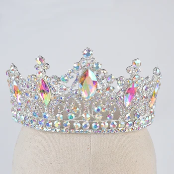 Mood AB värv Tiara Kroonid Crystal Kuninganna Printsess Diadem Pruudi Ring Crown Juuksed Ehted Pulm Naiste Juuste Aksessuaarid