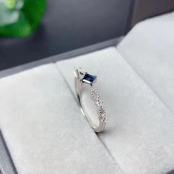 Mood Ocean blue sapphire gemstone ring naiste hõbedast ehteid looduslik pärl värvi reaalne 925 hõbe sünnipäeva kingitus trahvi ehteid
