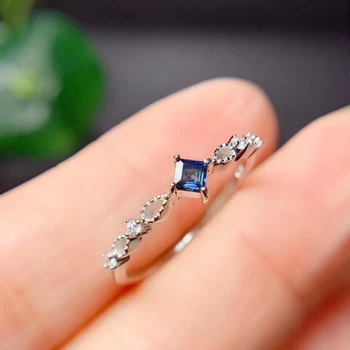 Mood Ocean blue sapphire gemstone ring naiste hõbedast ehteid looduslik pärl värvi reaalne 925 hõbe sünnipäeva kingitus trahvi ehteid