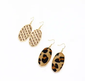 Mood Ovaalne Abalone Shell Paber Leopard Jutustama Prindi Kõrvarõngad Kulla Värvi Tolknema Brincos Pendientes Brand Ehted Naistele