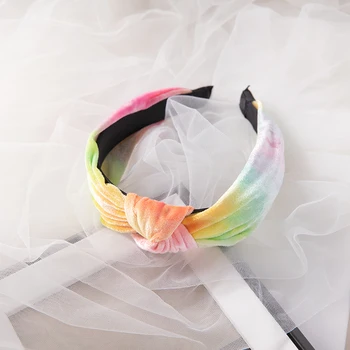Mood Trahvi Rainbow värvi Headdress classic retro tie-dye sõlm peapaelad Naiste juuste aksessuaarid, talvel peapael Tüdruk Kingitus