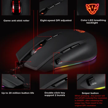 Motospeed V80 RGB Gaming Mouse PMW3325 5000 DPI, USB Wried Optilised Hiired LED Taustavalgustusega Hingamine hiirt ARVUTI Sülearvuti gamer