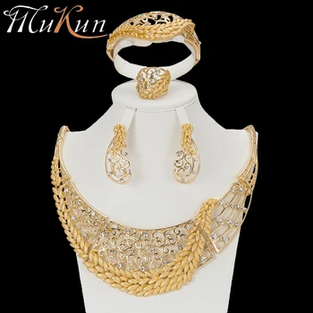 MuKun crystal Aafrika Helmed Ehete Komplekt Nigeeria Pulmad Naiste kaelakee etioopia ehted pulm gold komplekt costume jewellery