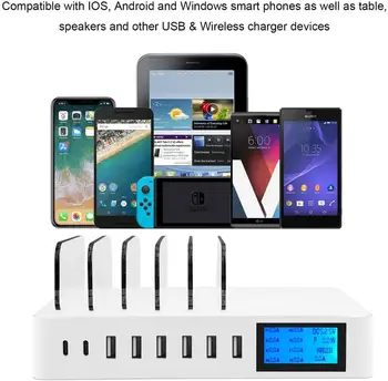 Multi USB Laadija Qi Kiire Juhtmeta Laadija Iphone 8 X 11 Pro Samsung S10 LCD Ekraan, Kiire Laadimine Carregador Dock Station